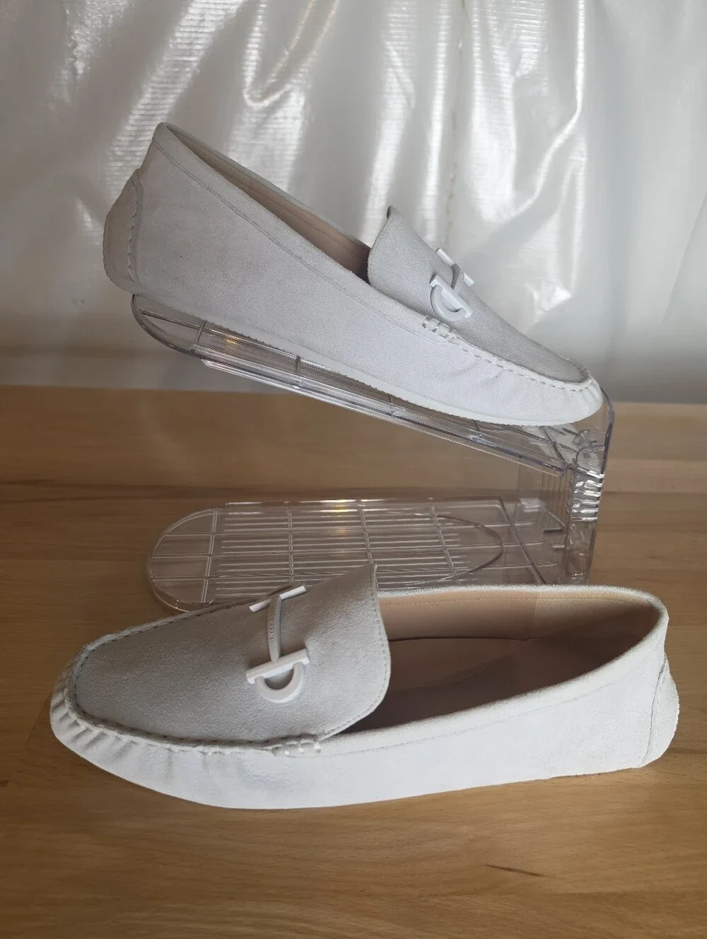 Cole Haan Tully Driver Grand Series Loafers 9.5B Cream White Suede Preppy NWOB